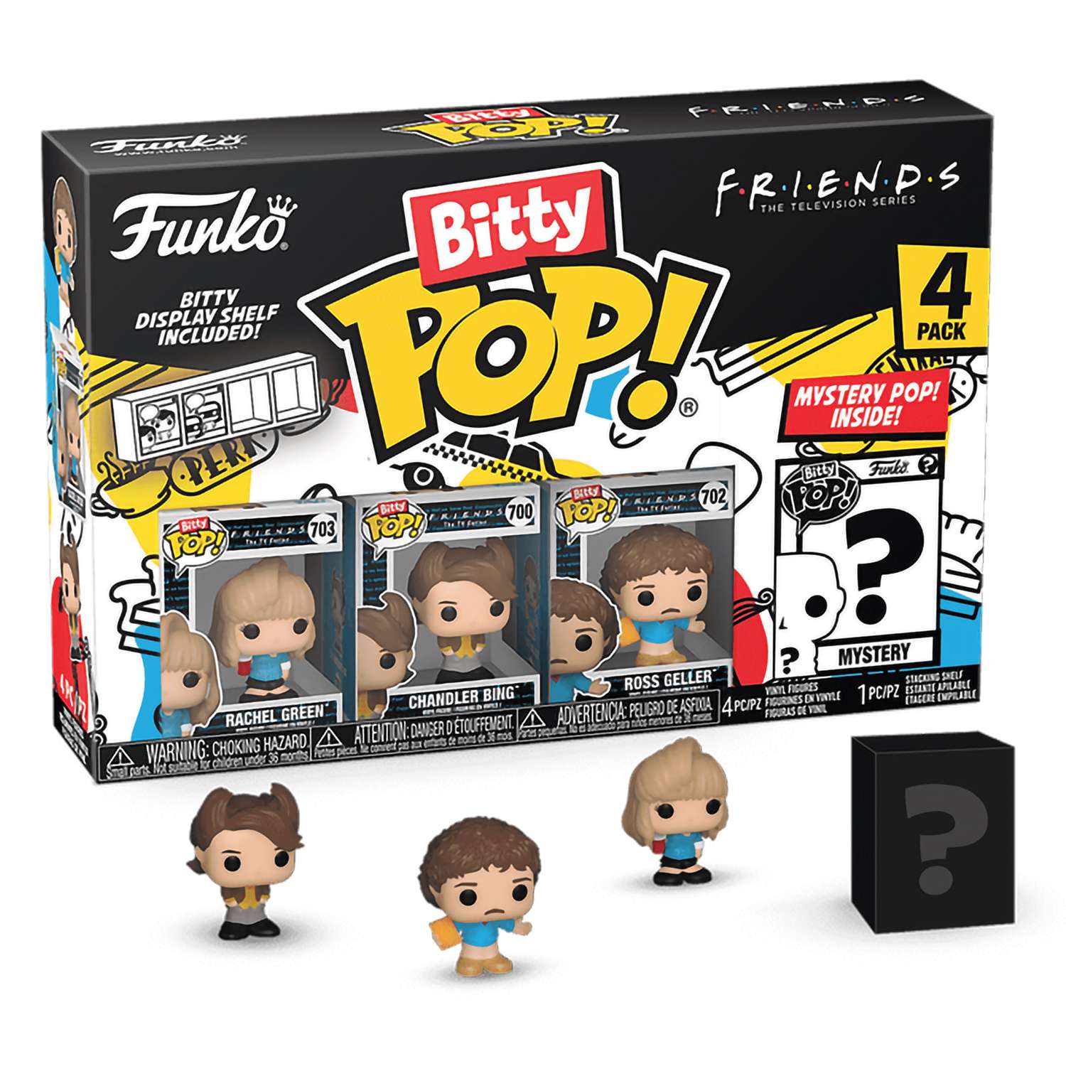 картинка Фигурка Funko Bitty POP! Friends S1 Rachel Green+Chandler Bing+Ross Geller+Mystery(1 of 4) 4PK 73048 магазин Одежда+ являющийся официальным дистрибьютором в России 
